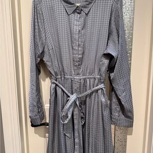 Torrid Gray Long Sleeve Dress with Tie Waist